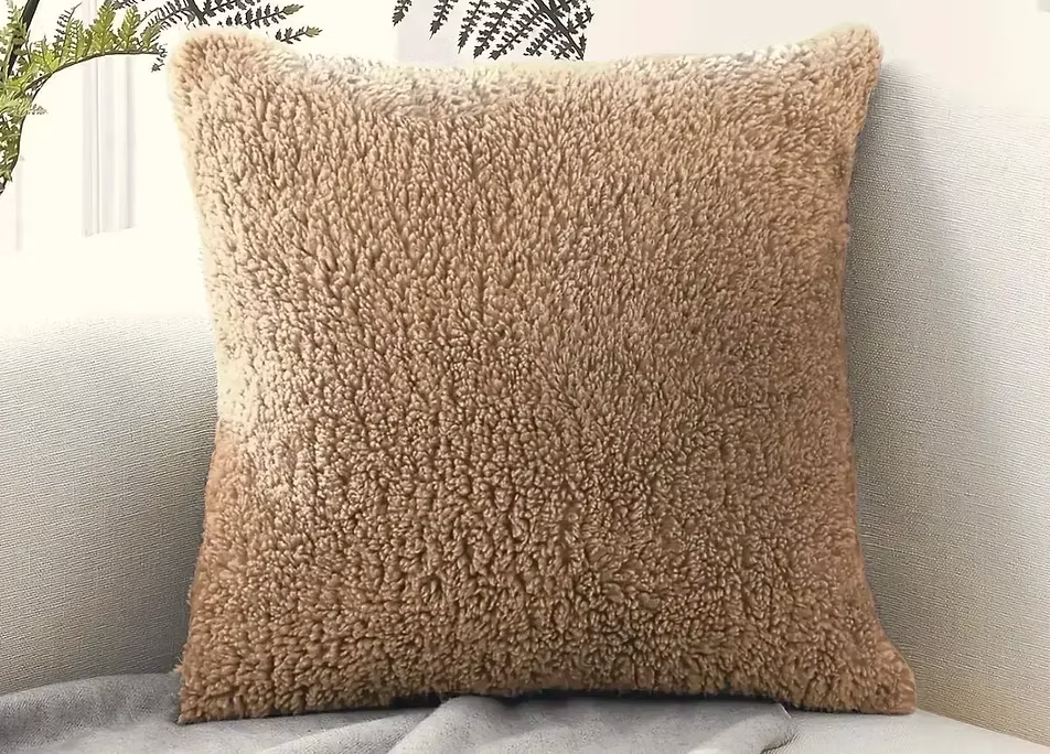 Teddy Kırlent Kılıfı 45x45 cm Camel