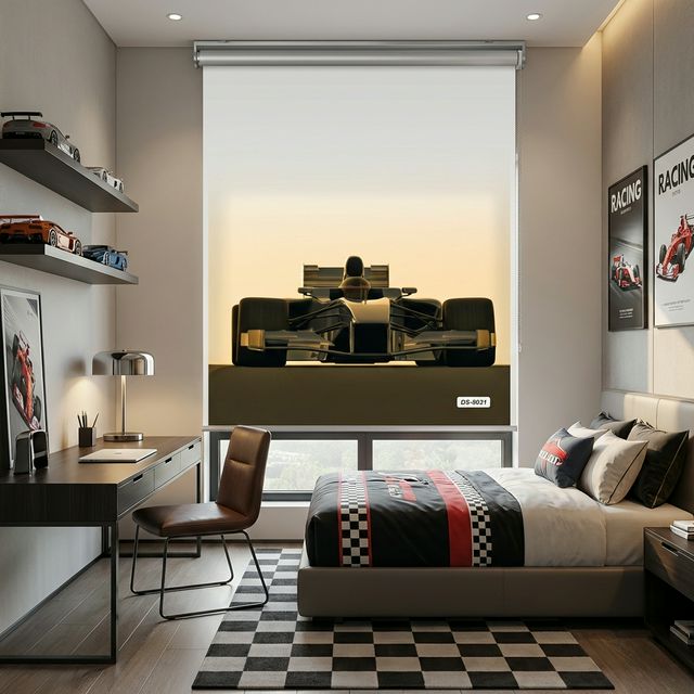 Formula Yarış Desenli Stor Perde