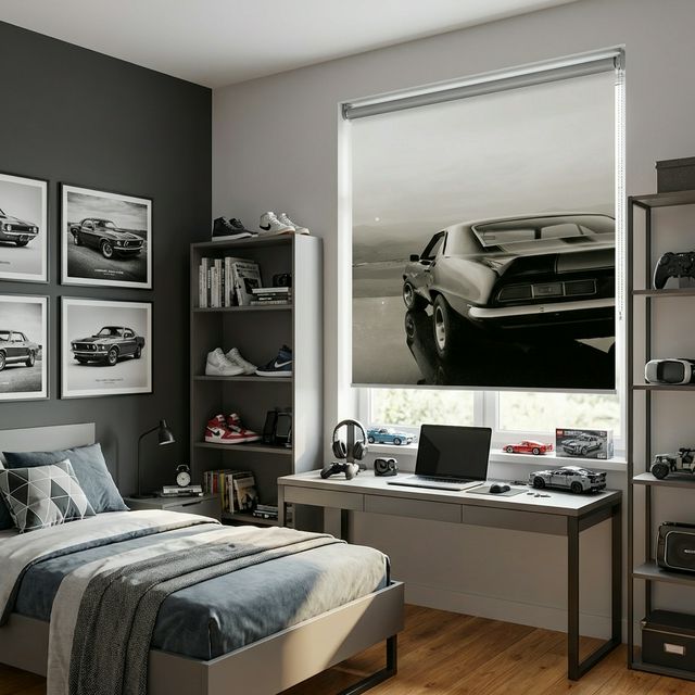 Efsane Stor Perde Mustang Desenli