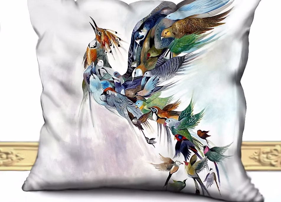 Fauna Kırlent Kılıfı 45x45 cm Tavus Kuşu Desenli