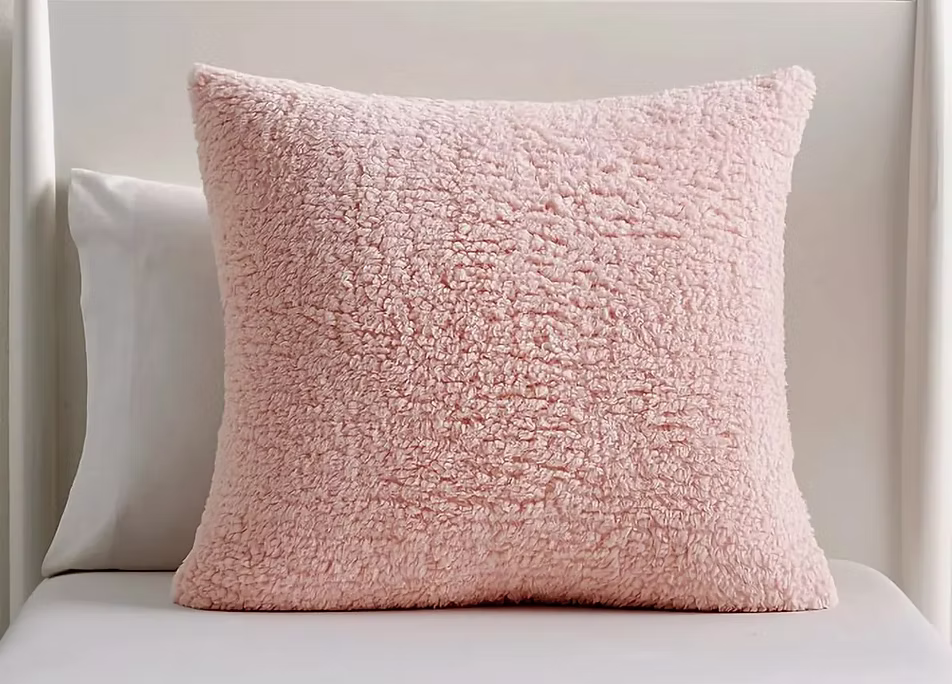 Asel Teddy Kırlent Kılıfı 45x45 cm Pudra